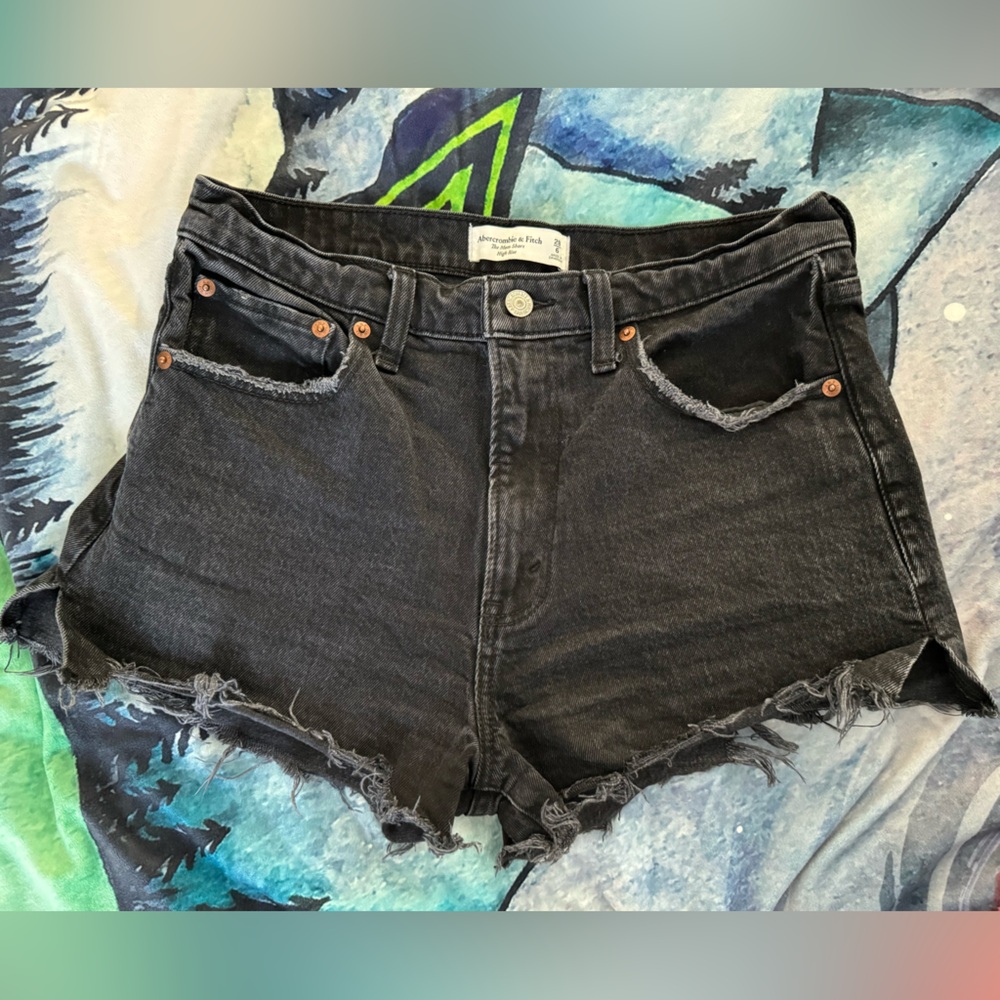 Abercrombie Black Denim Distressed Cut Off Shorts 6/28